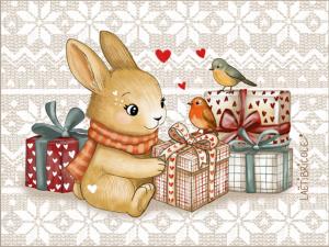 Coupon coussin rectangle le lapin et ses cadeaux