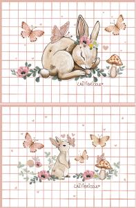 Coupon MINI pochette lapin endormi et debout carreaux