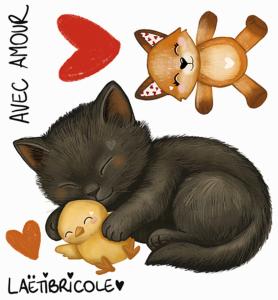 Transfert chat noir et doudou