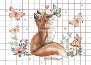 Carte canson carreaux "Renard et papillons"