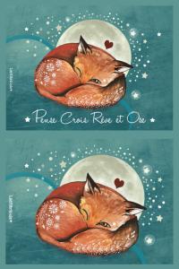 Coupon pochette renard sur sa citrouille et campagnole sur sa pomme